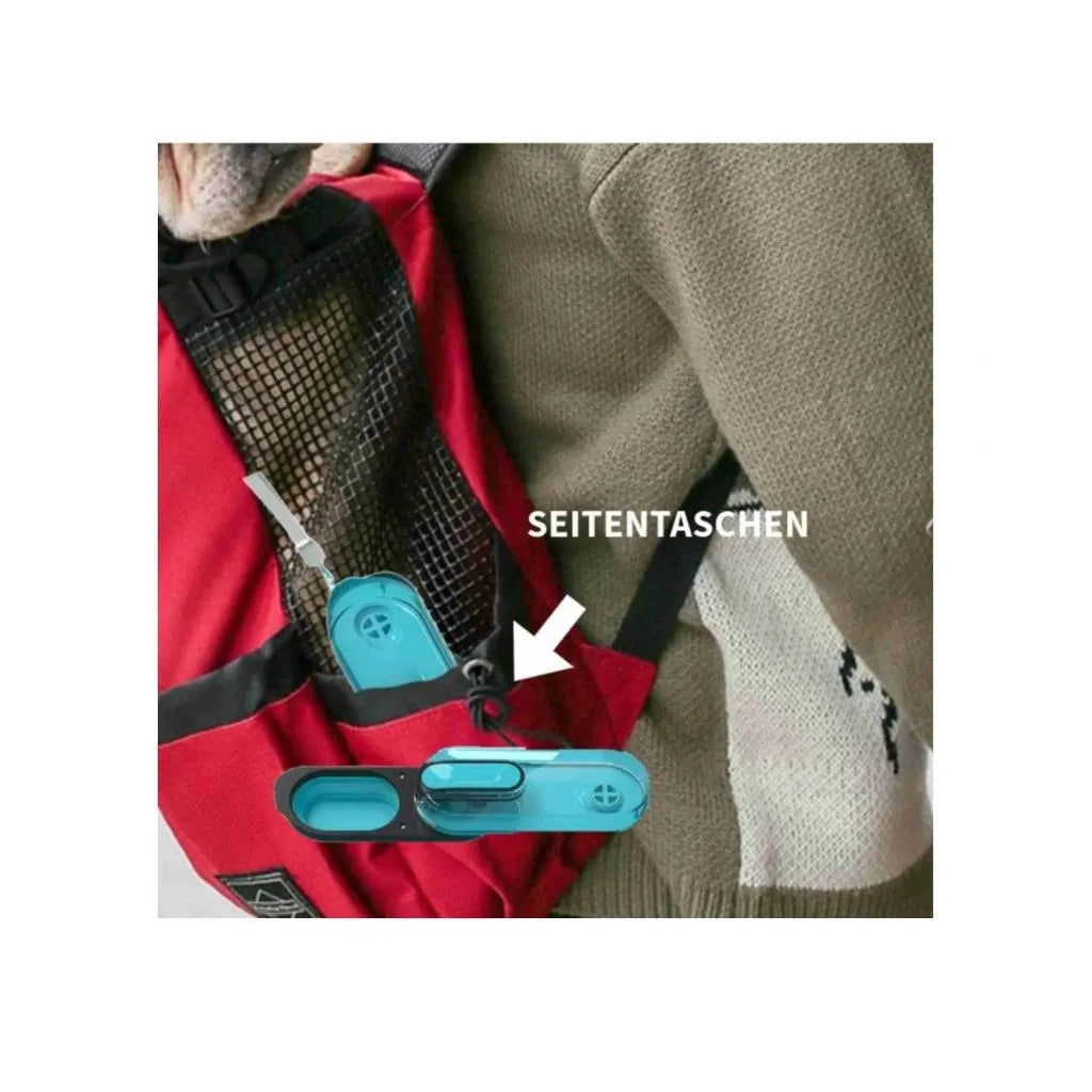 Seitentaschen Bild: "Haustier-Tasche mit praktischen Seitentaschen für Zubehör.