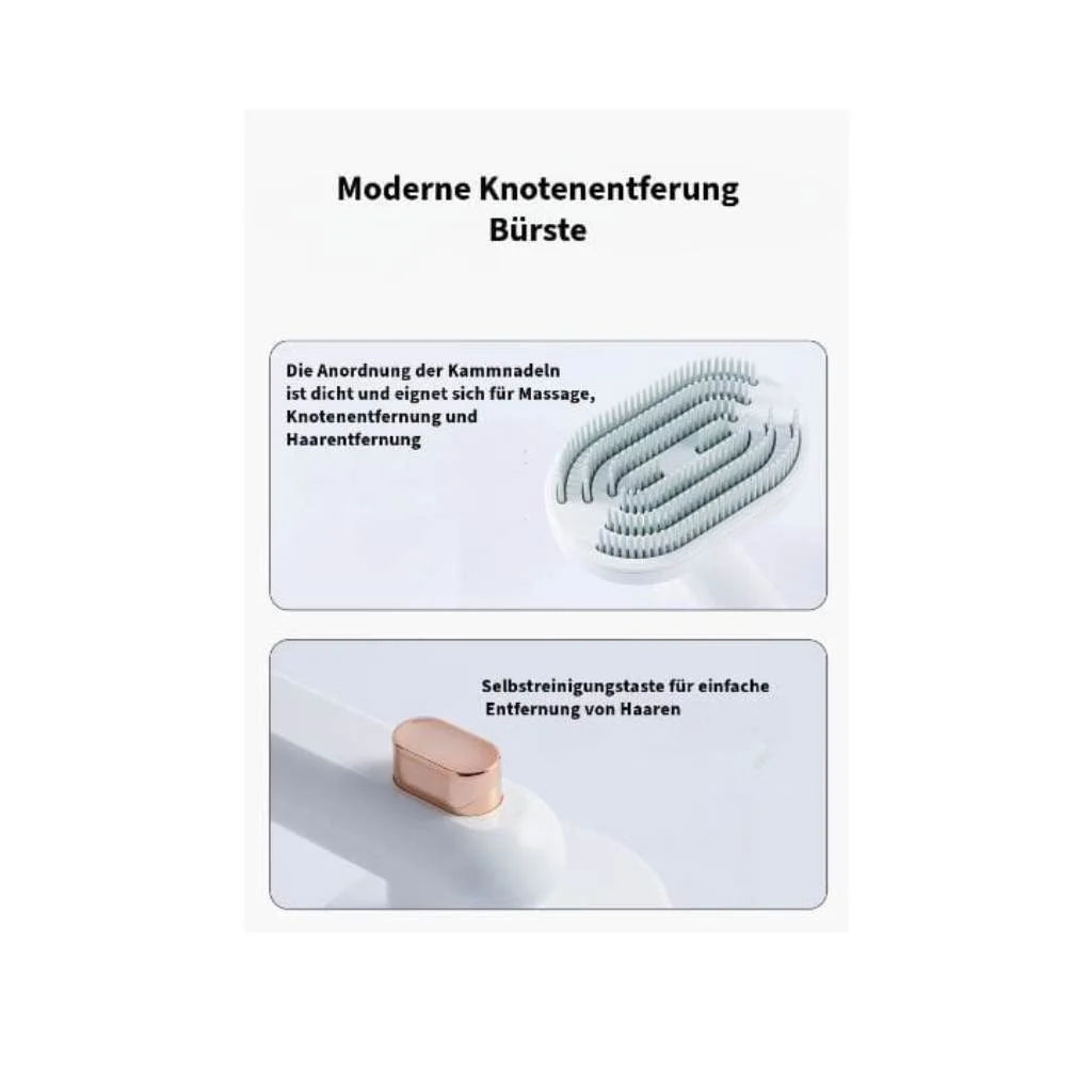 Vielseitige Bürste für Haustiere: Massagefunktion, Knoten- und Haarentfernung, für alle Felltypen geeignet.