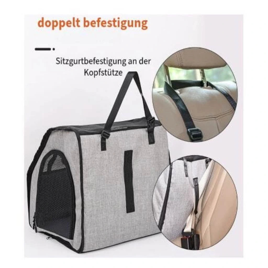 Tragetasche mit stabiler Befestigung für den Autotransport.