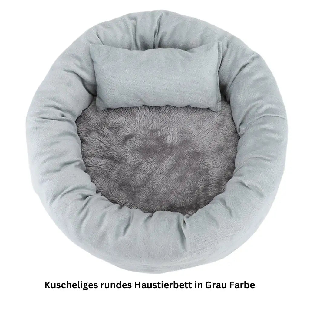 Detailansicht Plüschmaterial – Kuschelbett Grau