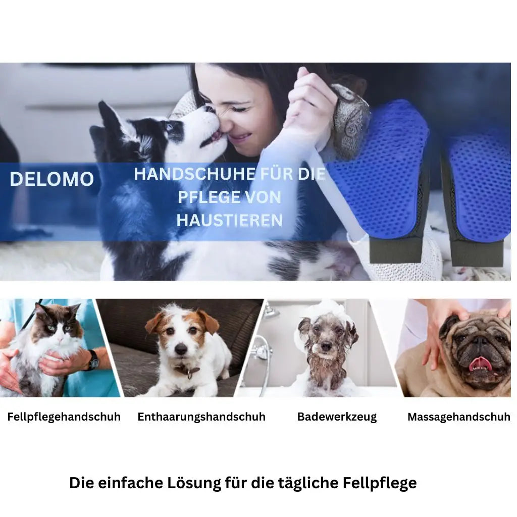 Fellpflegehandschuhe für Hunde und Katzen 2-3 Werktage - Farbe: Blau - von Wisheum.ch