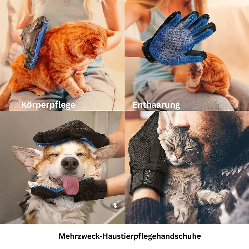 Fellpflegehandschuhe für Hunde und Katzen, sanftes Bürsten gegen lose Haare 2-3 Werktage