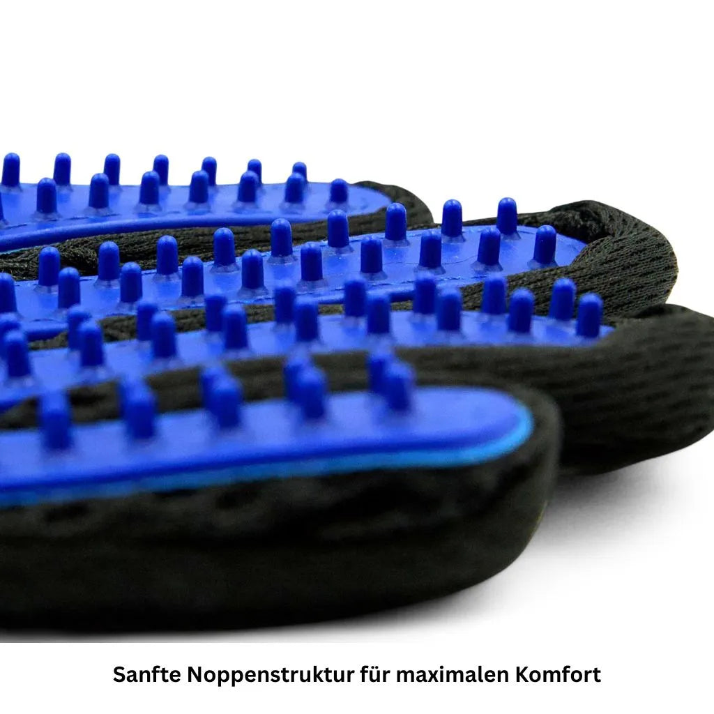 Fellpflegehandschuh mit weichen Noppen blau