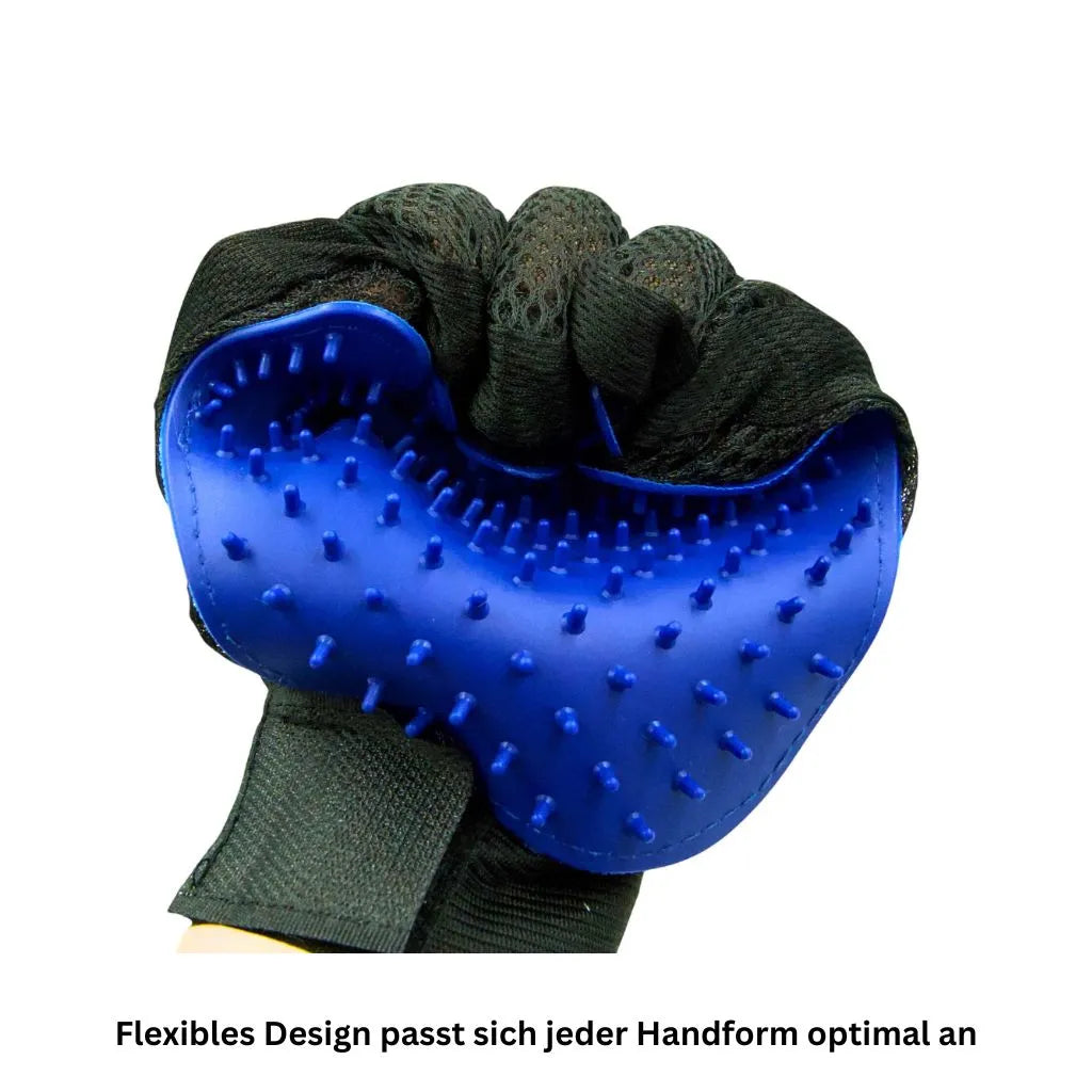 Fellpflegehandschuh entfernt lose Haare beim Streicheln Blau
