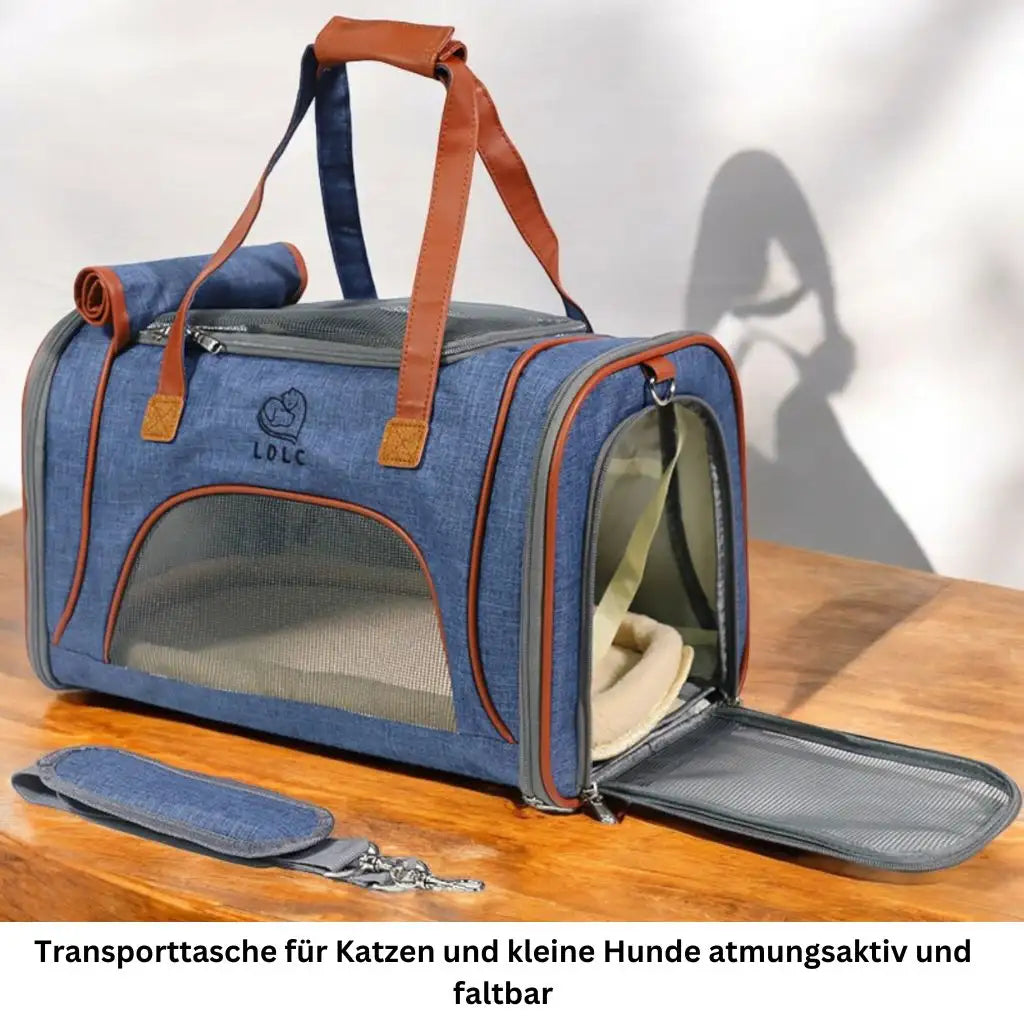 Reisetasche für Haustiere – Ideal für Flug & Ausflug - Farbe: Denim Blau / 46 X 26 X 28cm - 1 von wisheum.ch