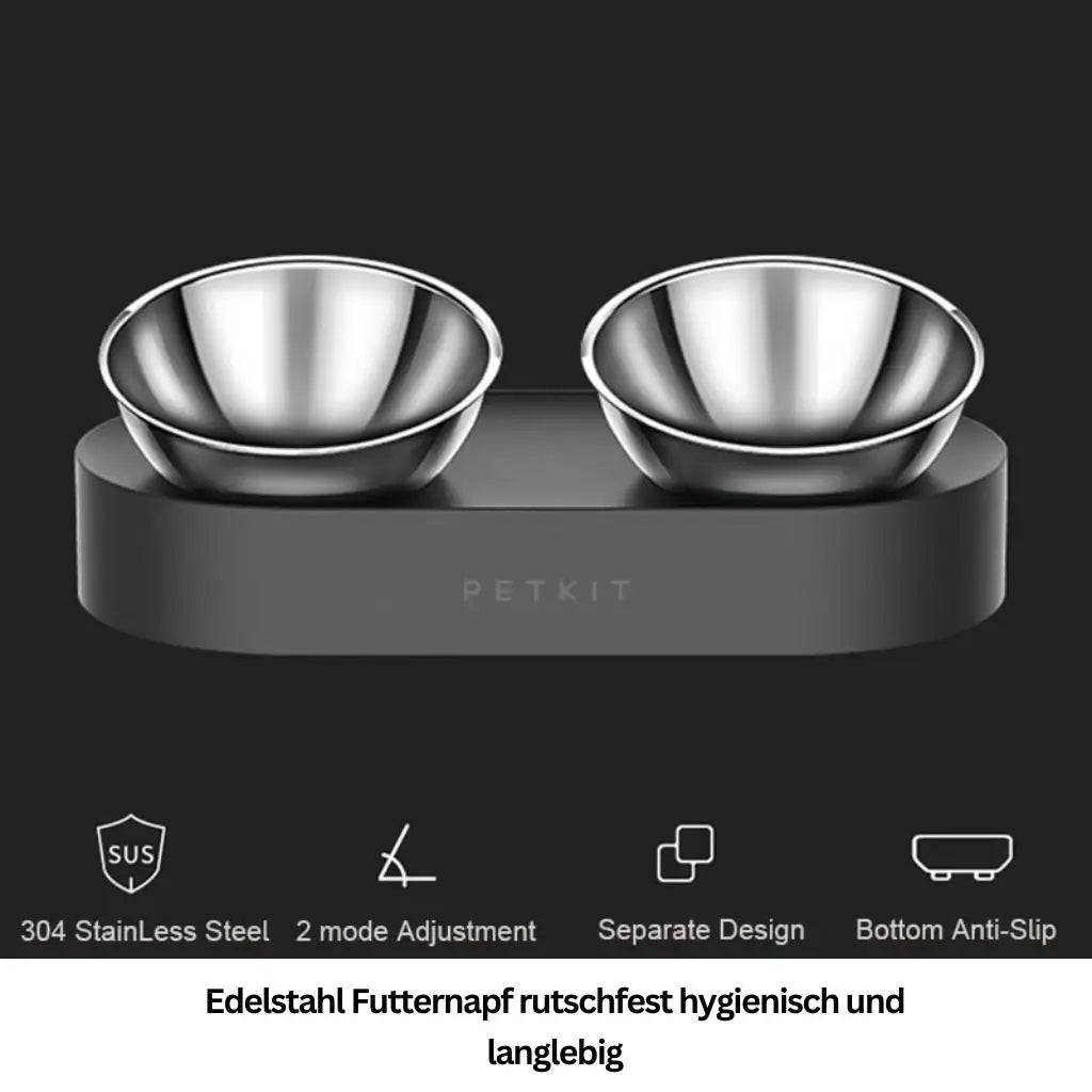 Erhöhte Futterschüssel aus Edelstahl – Rutschfest & auslaufsicher - Farbe: Schwarz - 1 von wisheum.ch