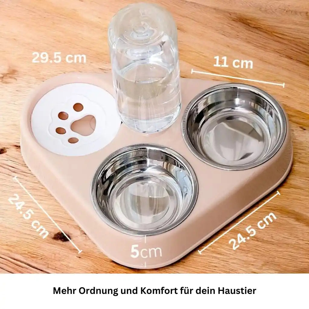 Doppelnapf mit Wasserspender für Katzen & Hunde - Farbe: Rosa - 1 von wisheum.ch