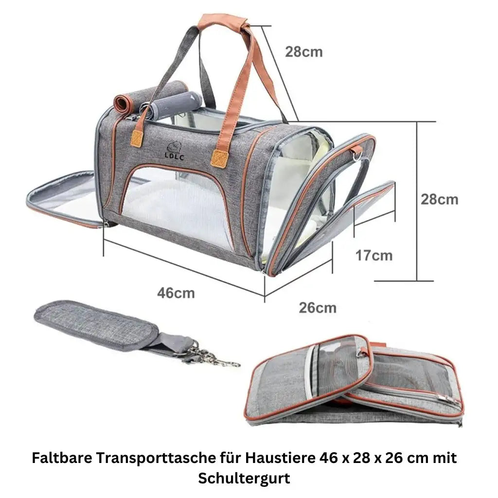 Reisetasche für Haustiere – Ideal für Flug & Ausflug - Farbe: Dunkel Grau / 46 X 26 X 28cm - 1 von wisheum.ch