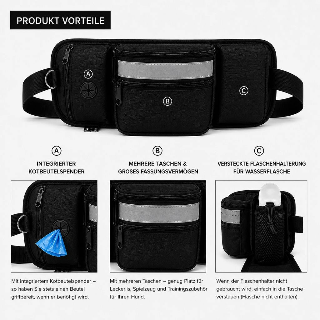 Hundebauchtasche mit Leckerlibeutel und Kotbeutelspender