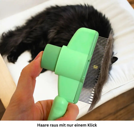 Selbstreinigender Fellkamm für Hunde & Katzen, sanft zur Haut & effektiv gegen lose Haare
