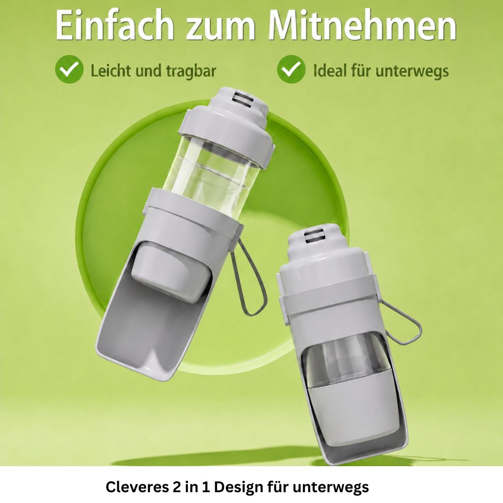2 in 1 Trinkflasche für Hunde & Katzen