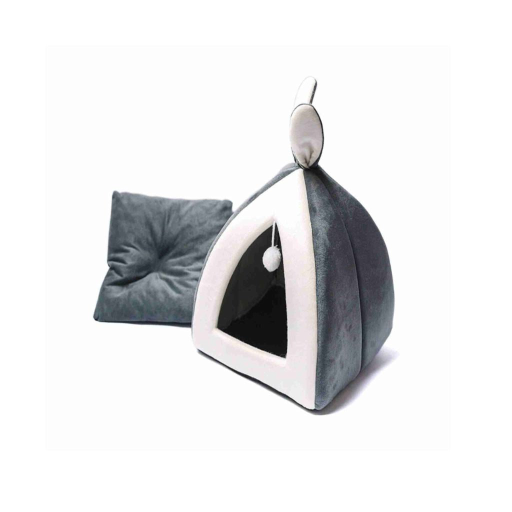 Katzenhütte mit Hasenohren - Farbe: Grau / L 40 x 40 x 41 cm - 1 von wisheum.ch