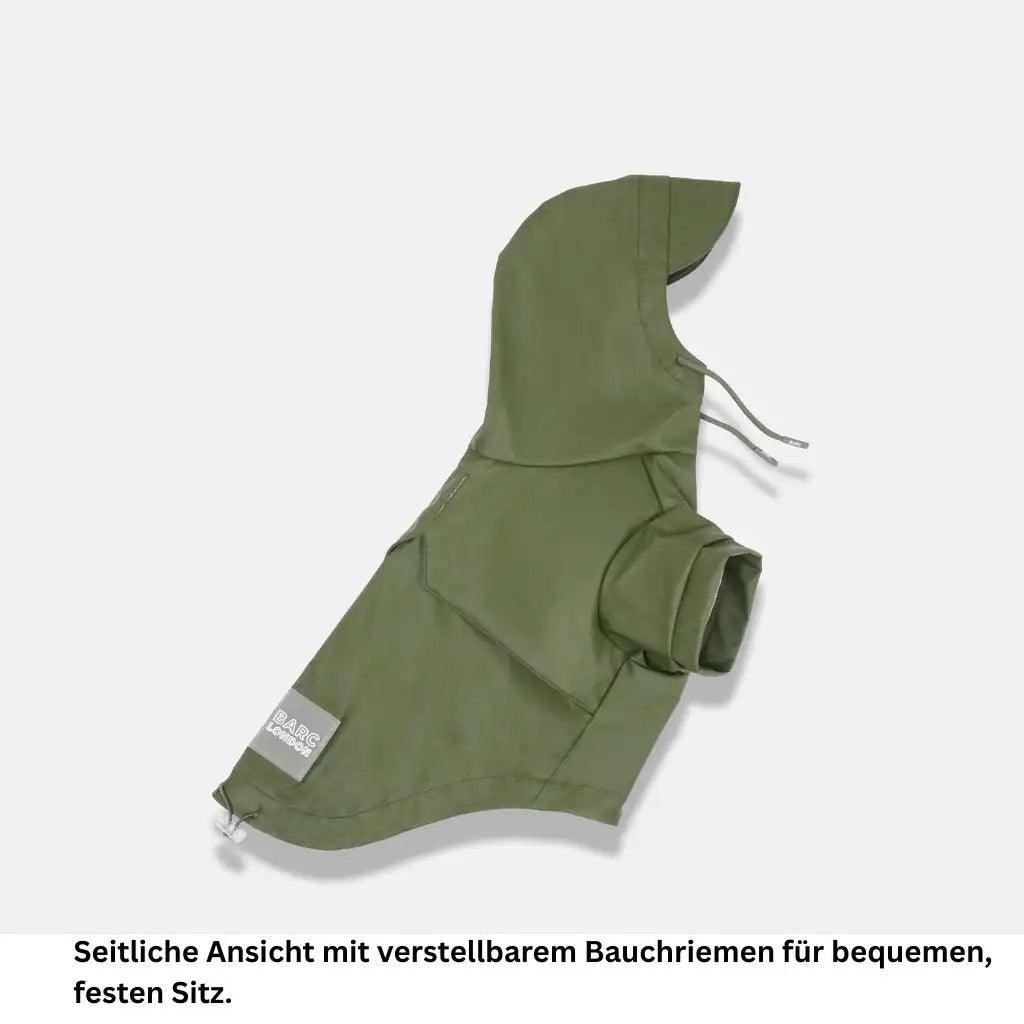 Wasserdichter Hundemantel Grün für Regenwetter