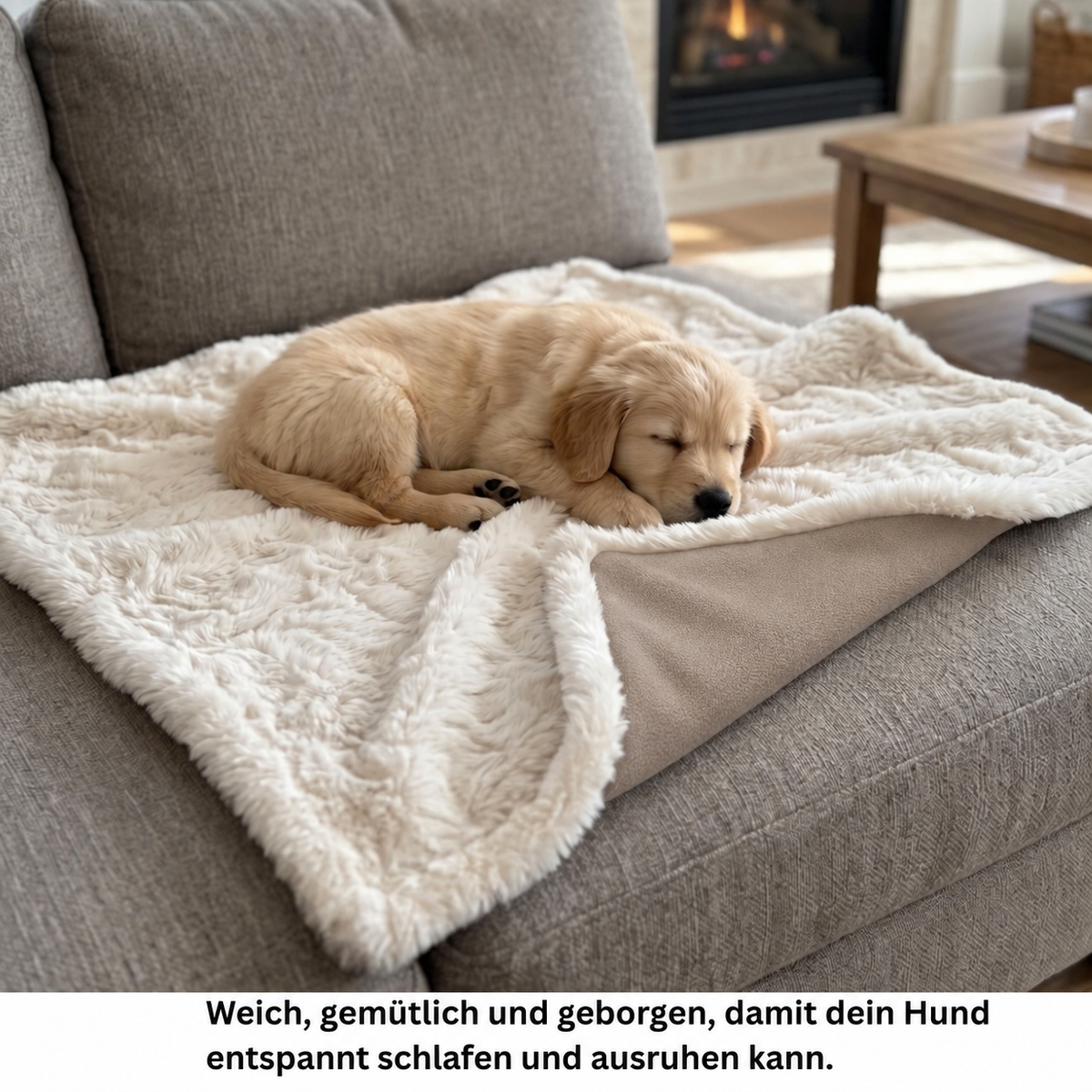 Hundedecke Elli – Sand, 100 × 70 cm