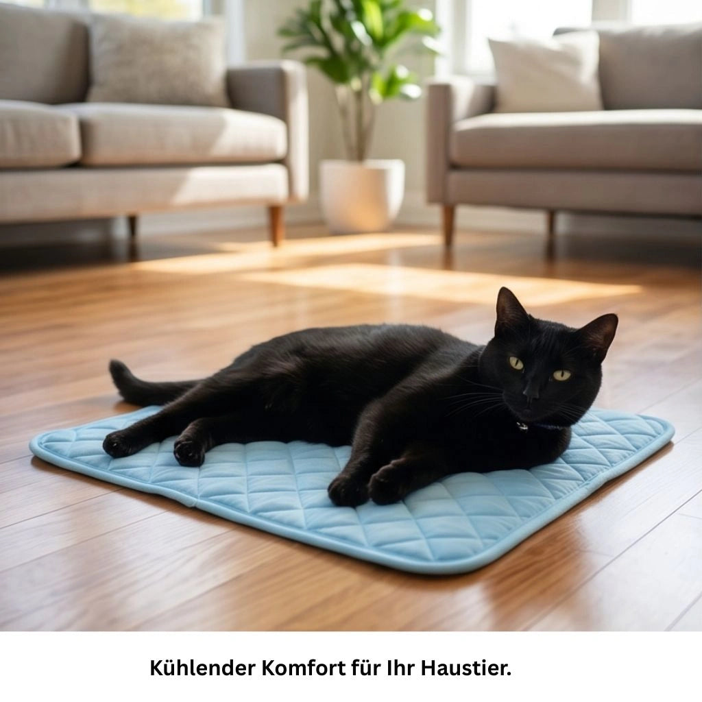 Katze entspannt auf der kühlenden Sommerdecke für Hunde und Katzen