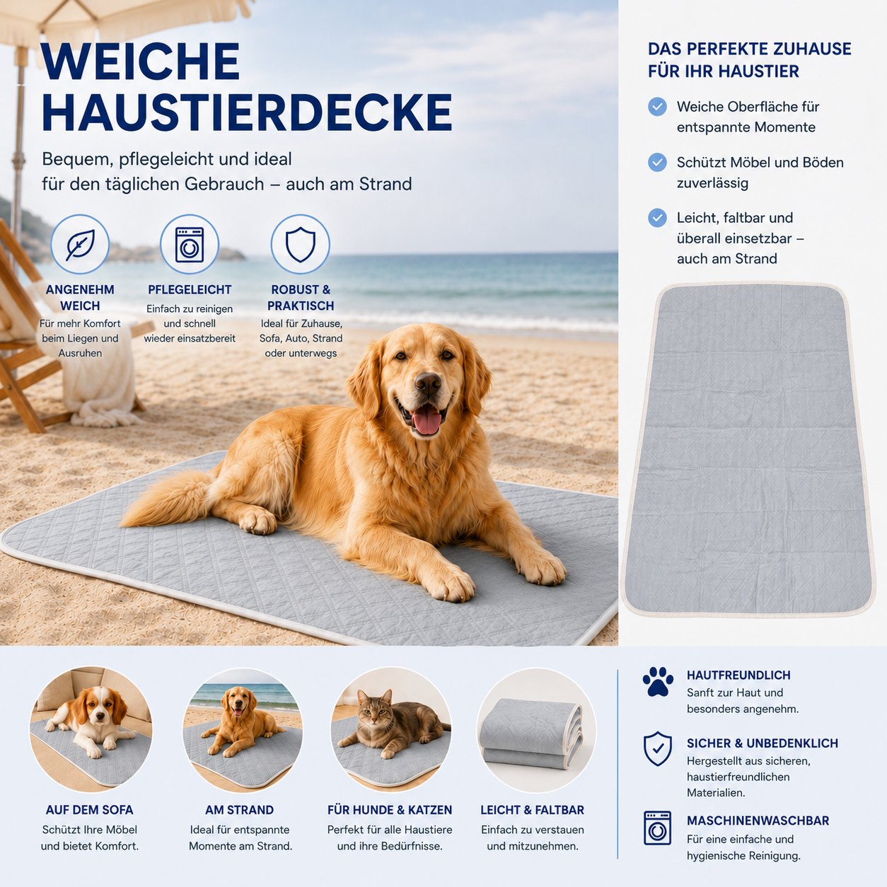 Kühlende Hundematte XL 80 × 120 cm
