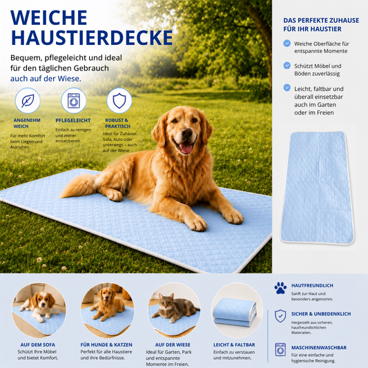 Infobild zur Haustierdecke für Zuhause, Sofa, Garten und Wiese