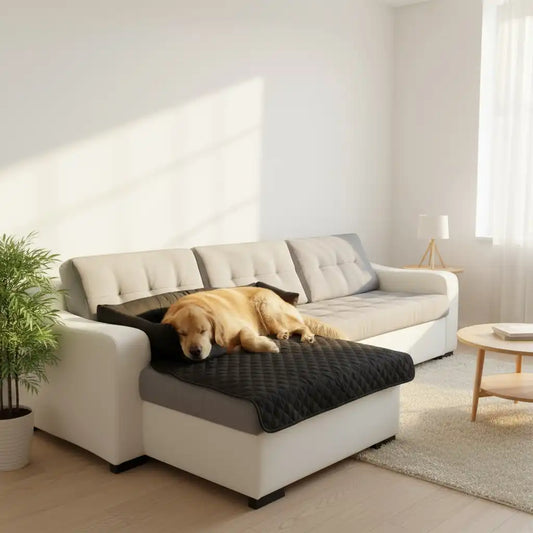 Hundedecke mit Armlehnen – Perfekt fürs Sofa - Farbe: Schwarz / 90x120