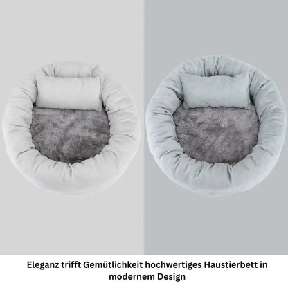 Detailansicht Plüschmaterial – Kuschelbett Grau und Hellgrau