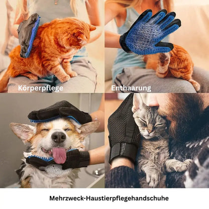 Fellpflegehandschuhe für Hunde und Katzen, sanftes Bürsten gegen lose Haare 2-3 Werktage