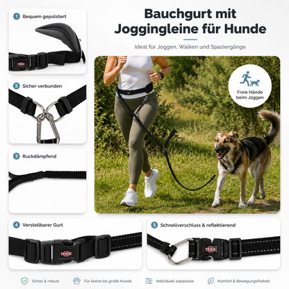 Produktdetails zum Bauchgurt mit Joggingleine für Hunde