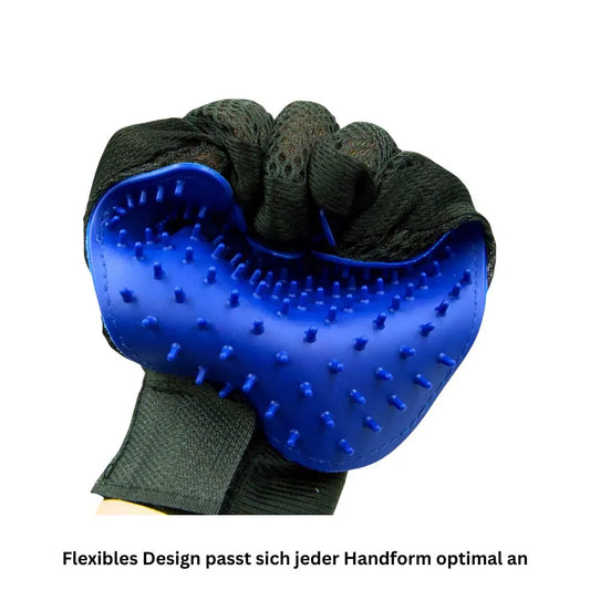 Fellpflegehandschuh entfernt lose Haare beim Streicheln Blau