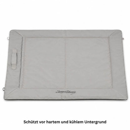 Graue Hundematte mit weichem erhöhtem Rand für bequemes Liegen
