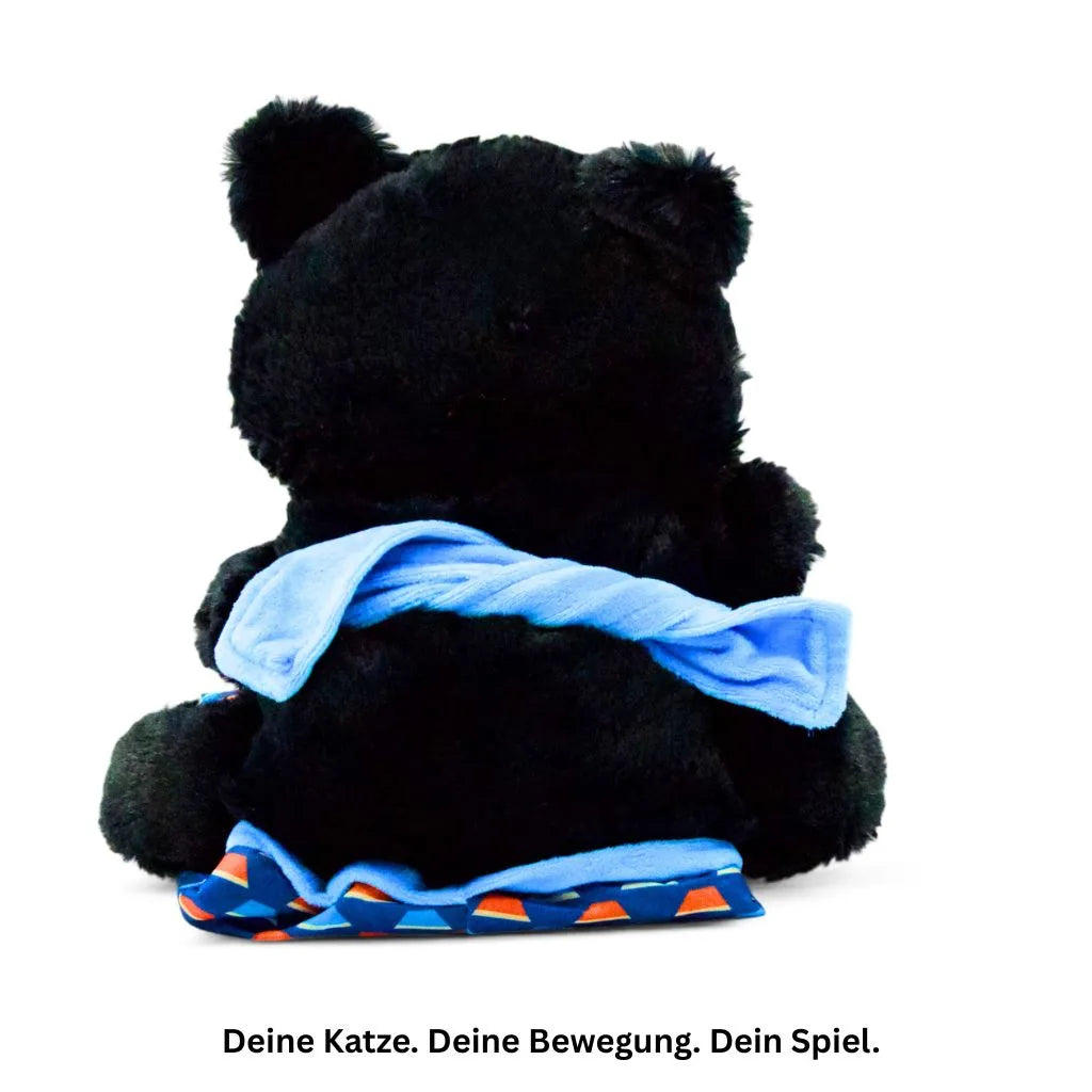 Rückseite der Puppe mit rotem und blauem Muster