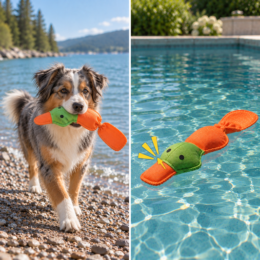 Schwimmente für Hunde beim Spielen am Wasser