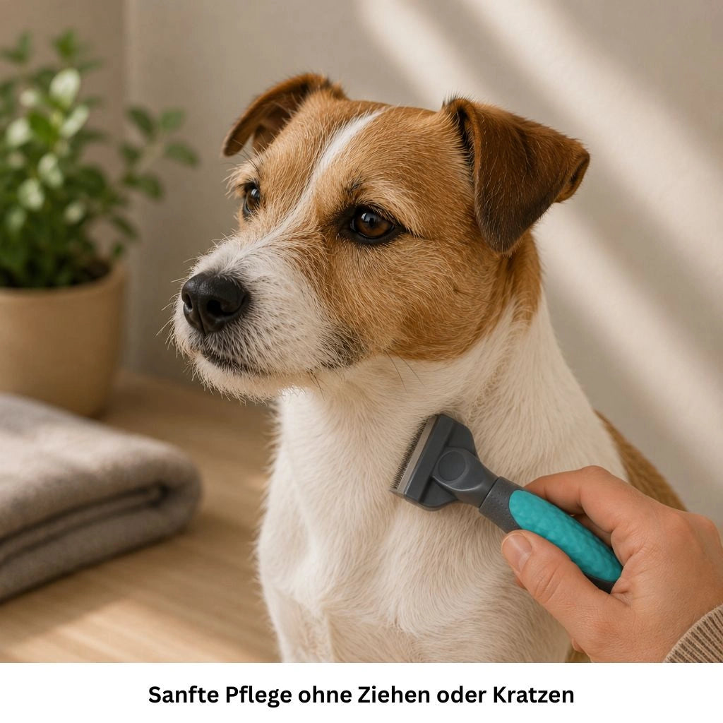 Sanfte Fellpflege bei kurzem Hundefell mit Tierhaarentferner Bürste
