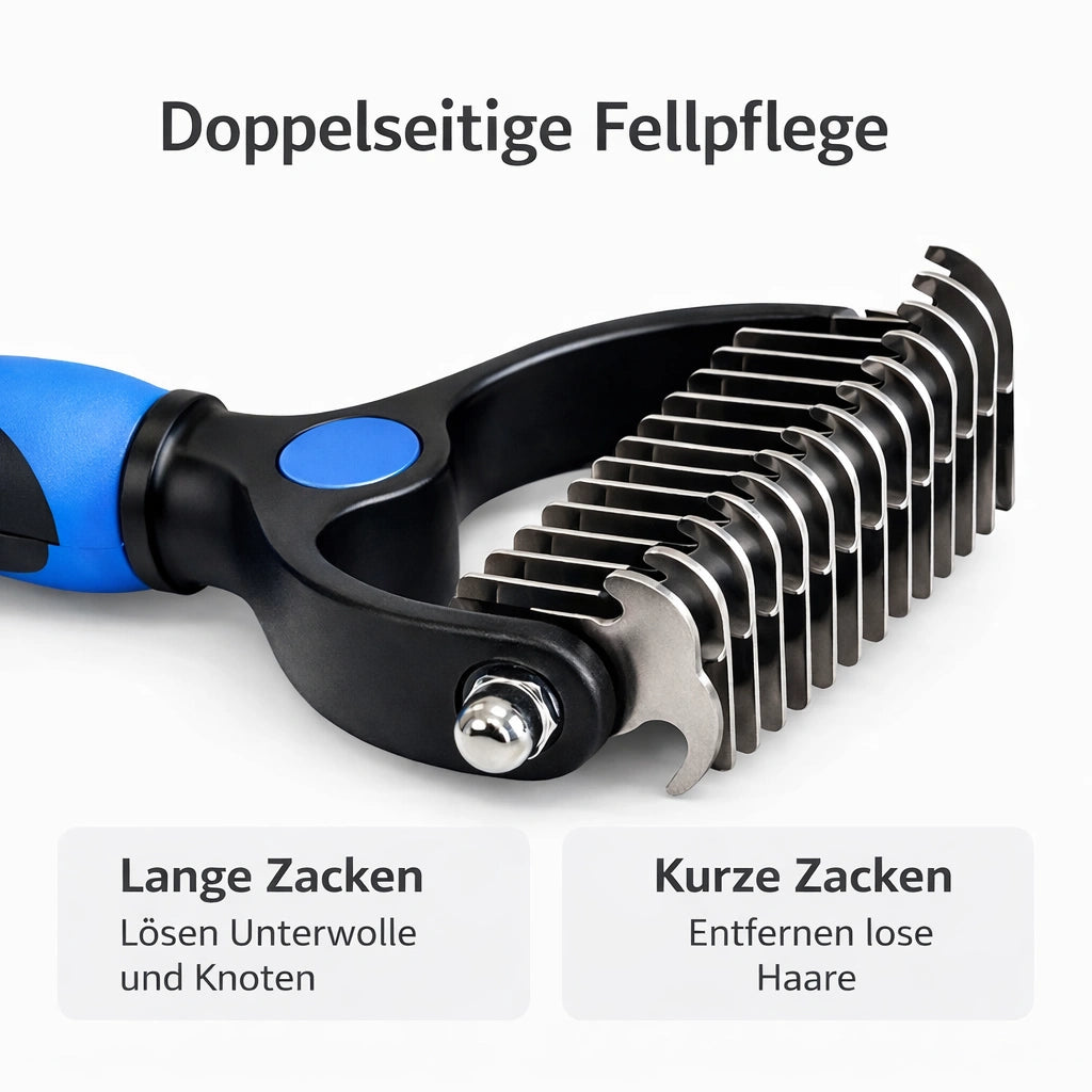 Nahaufnahme des Buerstenkopfes einer Hundebuerste fuer Unterfellpflege