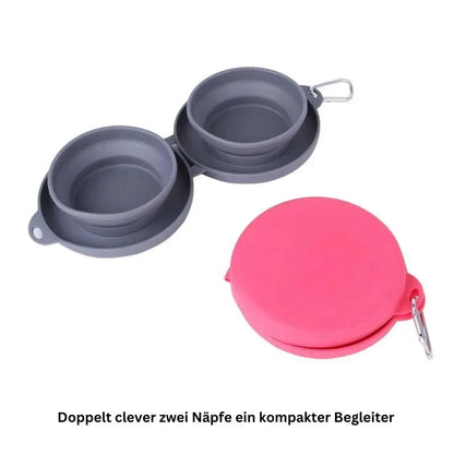 Faltbare Doppelnapf aus Gummi für Haustiere