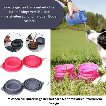 Faltbare Doppelnapf aus Gummi für Haustiere